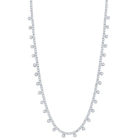 Classic Women's Necklace - Sterling Silver CZ Tennis with Hanging CZ's | M-6924 ,