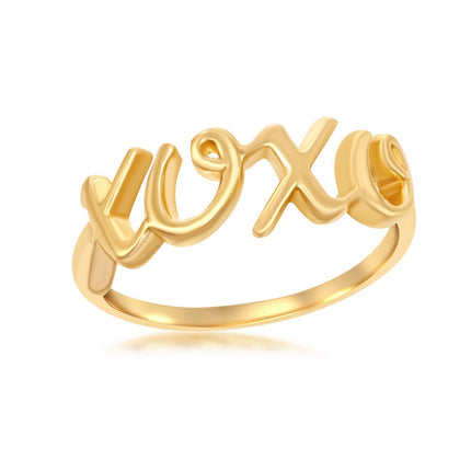 Sterling Silver GP XOXO Ring - W-9827 ,