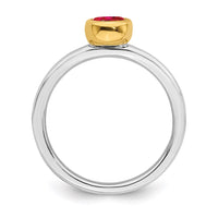 Sterling Silver Stackable Expressions w/Gold-plate Cr. Ruby Ring | QSK1881 ,