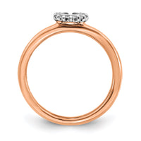 Sterling Silver Stackable Expressions Pink-plated Dia. Horseshoe Ring | QSK1978 ,