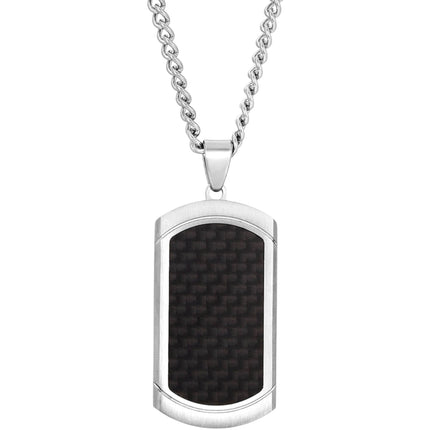 Invicta Men's Dog Tag Pendant Necklace - Inlaid Carbon Fiber Steel, 24 inch | N8165 ,