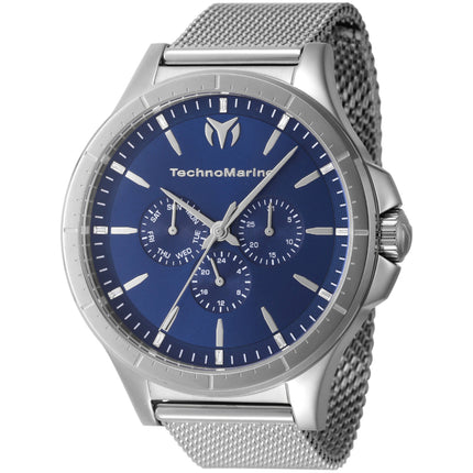 Technomarine Men's Quartz Watch - Moonsun Day-Date Blue Dial Mesh Bracelet | TM-822019 ,