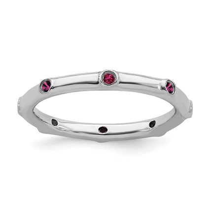 Sterling Silver Stackable Expressions Created Ruby Ring | QSK380 ,