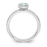 Sterling Silver Stackable Expressions Cushion Cut Aquamarine Ring | QSK448 ,