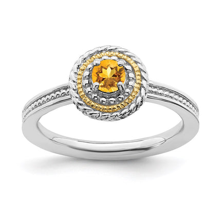 Sterling Silver & 14K Stackable Expressions Citrine Ring | QSK924 ,