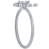 Classic Women's Sterling Silver CZ Butterfly Ring - W-2587 ,