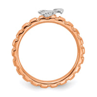 Sterling Silver Stackable Expressions Rose Gold & Rhod-plate Arrow Ring | QSK2051 ,