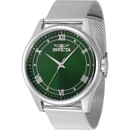 Invicta Men's Watch - Celestial Quartz Green Dial Silver Tone Mesh Bracelet | 48482 ,