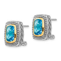Sterling Silver w/14k Swiss Blue Topaz Earrings ,