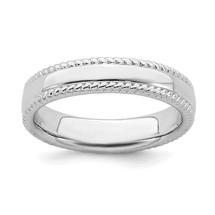 Sterling Silver Stackable Expressions Rhodium Ring | QSK311 ,