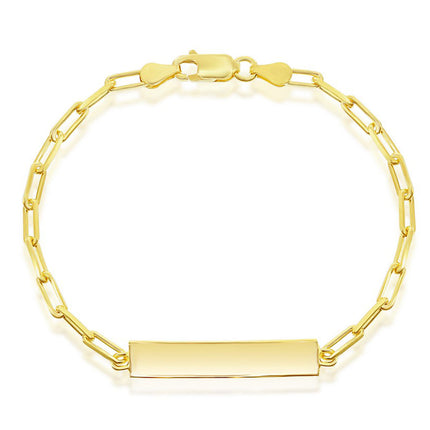 Classic Men's Bracelet - Gold Plated Sterling Silver Paperclip ID | S-5123-GP ,