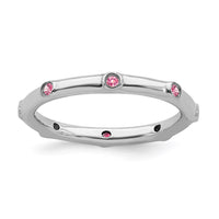 Sterling Silver Stackable Expressions Pink Tourmaline Ring | QSK383 ,