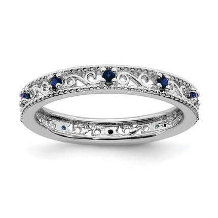 Sterling Silver Stackable Expressions Created Sapphire Ring | QSK1490 ,