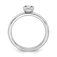 Sterling Silver Stackable Expressions Low 4mm Round White Topaz Ring | QSK499 ,