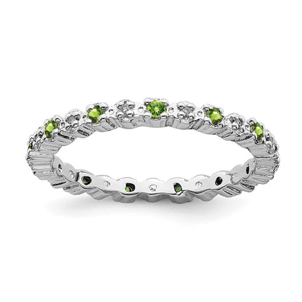 Sterling Silver Stackable Expressions Peridot & Diamond Ring | QSK539 ,