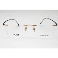 Hugo Boss Men's Eyeglasses - Gold Metal Square Rimless Frame | BOSS 1266/C 0J5G 00 ,