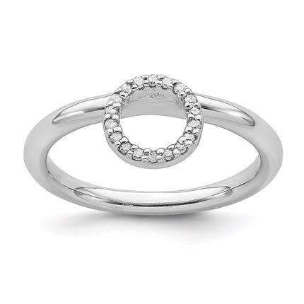 Sterling Silver Stackable Expressions Rhodium Lg. Halo Dia. Ring | QSK1996 ,