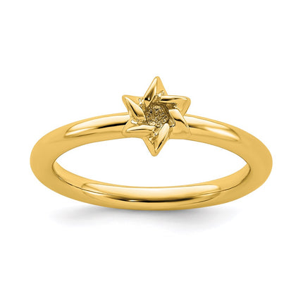 Sterling Silver Stackable Expressions Yellow-plated Star of David Ring | QSK1949 ,