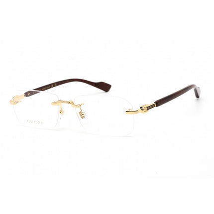 Gucci Men's Eyeglasses - Gold Rectangular Shape Frame Clear Demo Lens | GG1221O 003 ,