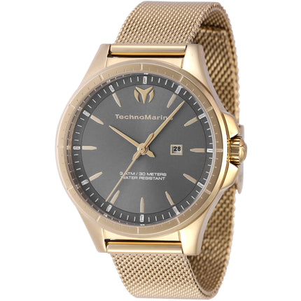 Technomarine Women's Quartz Watch - MoonSun Charcoal Dial Yellow Gold Case | TM-822037 ,