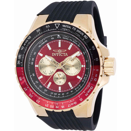 Invicta Men's Watch - Aviator Chronograph Red and Gold Tone Dial Black Strap | 44614 ,