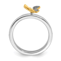 Sterling Silver Stackable Expressions Gold-plate Butterfly Diamond Ring | QSK1063 ,