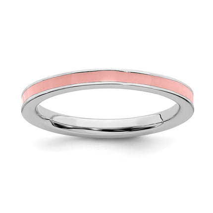 Sterling Silver Stackable Expressions Pink Enameled 2.25mm Ring | QSK151 ,