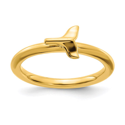 Sterling Silver Stackable Expressions Gold-plated Polished Whale Tail Ring | QSK2040 ,