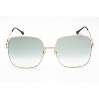 Gucci Women's Sunglasses - Gold Square Metal Full Rim Frame Green Lens | GG0879S 003 ,