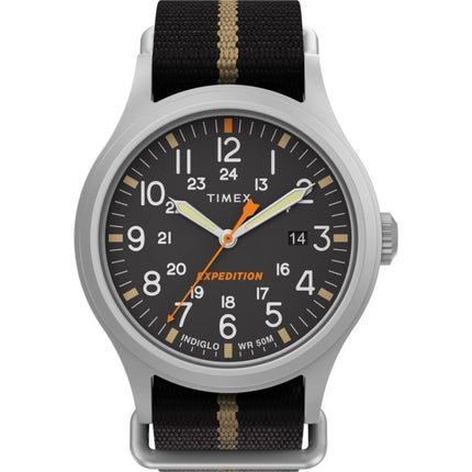 Timex Men's Quartz Watch - Expedition Sierra Black and Brown Fabric Strap | TW2V07800 ,