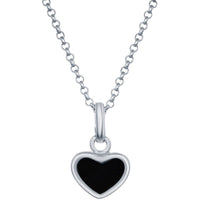Classic Women's Pendant and Earrings Set - Sterling Silver Onyx Heart | SET-399 ,