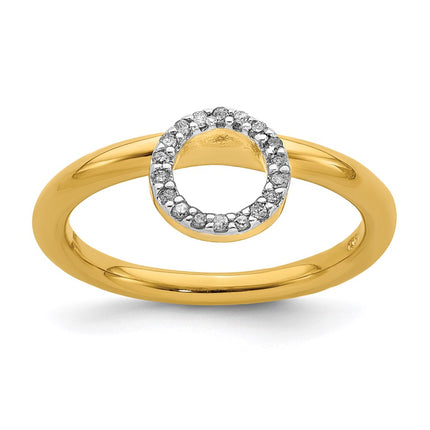 Sterling Silver Stackable Expressions Yellow-plated Lg. Halo Dia. Ring | QSK1995 ,