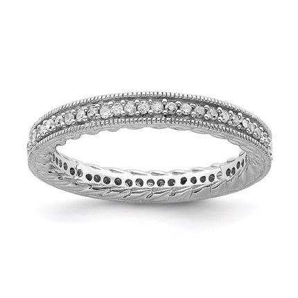 Sterling Silver Stackable Expressions Polished Diamond Ring | QSK653 ,