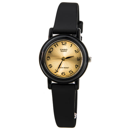 Casio Women's Classic Casual Gold Tone Dial Black Resin Strap Watch | LQ139D-9B1 ,