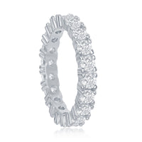 Sterling Silver 3mm CZ Eternity Band Ring - W-2446 ,
