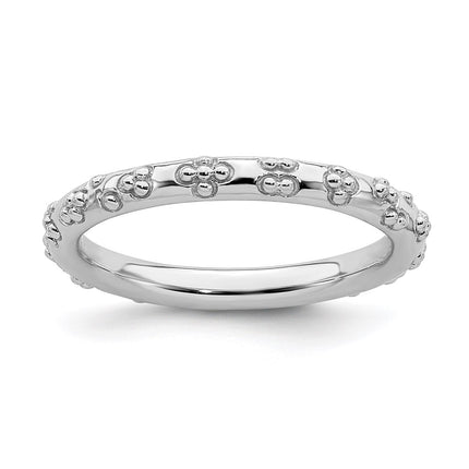 Sterling Silver Stackable Expressions Rhodium Textured Ring | QSK1615 ,