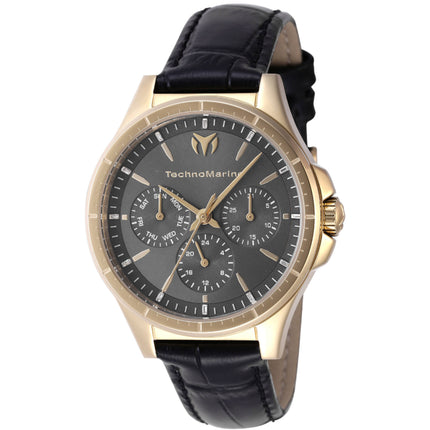 Technomarine Women's Watch - Moonsun Charcoal Dial Black Leather Strap | TM-822059 ,