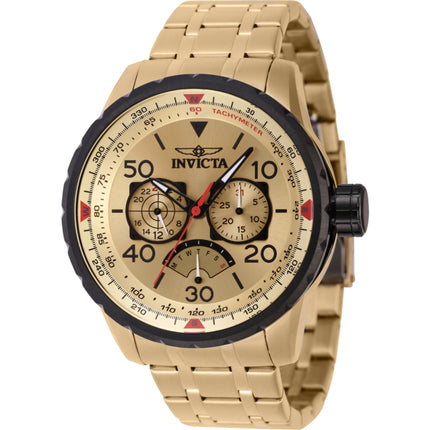 Invicta Men's Watch - Aviator Quartz Multifunction Gold Tone Dial Bracelet | 46984 ,