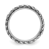 Sterling Silver Stackable Expr Polished Swirl Antiqued Eternity Ring | QSK2063 ,