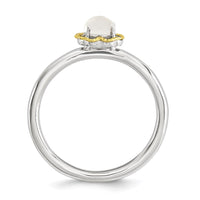Sterling Silver & 14k Stackable Expressions Moonstone Polished Ring | QSK907 ,