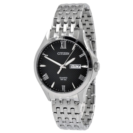 Citizen Men's Watch - Day-Date Black Dial Silver Tone Steel Bracelet | BF2020-51E ,