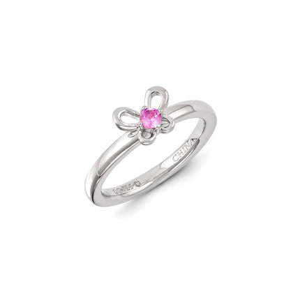 Sterling Silver Stackable Expressions Created Pink Sapphire Ring | QSK1242 ,