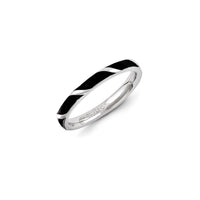 Sterling Silver Stackable Expressions Black Enameled Ring | QSK1353 ,