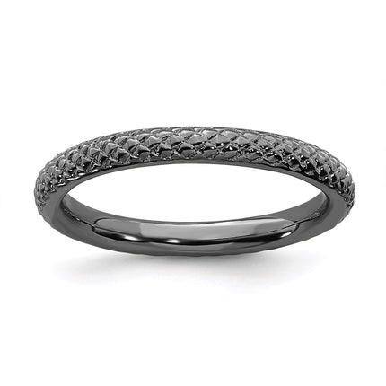 Sterling Silver Stackable Expressions Black-plated Cable Ring | QSK205 ,