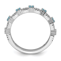 Sterling Silver Stackable Expressions Blue Topaz & Diamond Ring | QSK2159 ,
