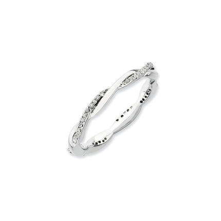 Sterling Silver Stackable Expressions Polished Diamond Ring | QSK633 ,