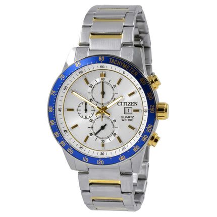 Citizen Men's Watch - Chronograph Silver Dial Two Tone Steel Bracelet | AN3686-53A ,
