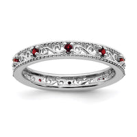 Sterling Silver Stackable Expressions Garnet Ring | QSK1482 ,
