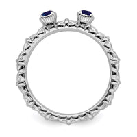 Sterling Silver Stackable Expressions Created Sapphire Two Stone Ring | QSK1593 ,