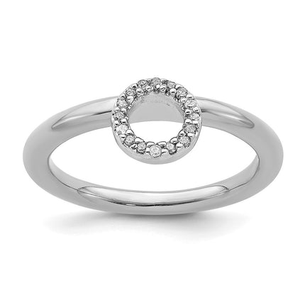 Sterling Silver Stackable Expressions Rhodium Halo Diamond Ring | QSK1994 ,